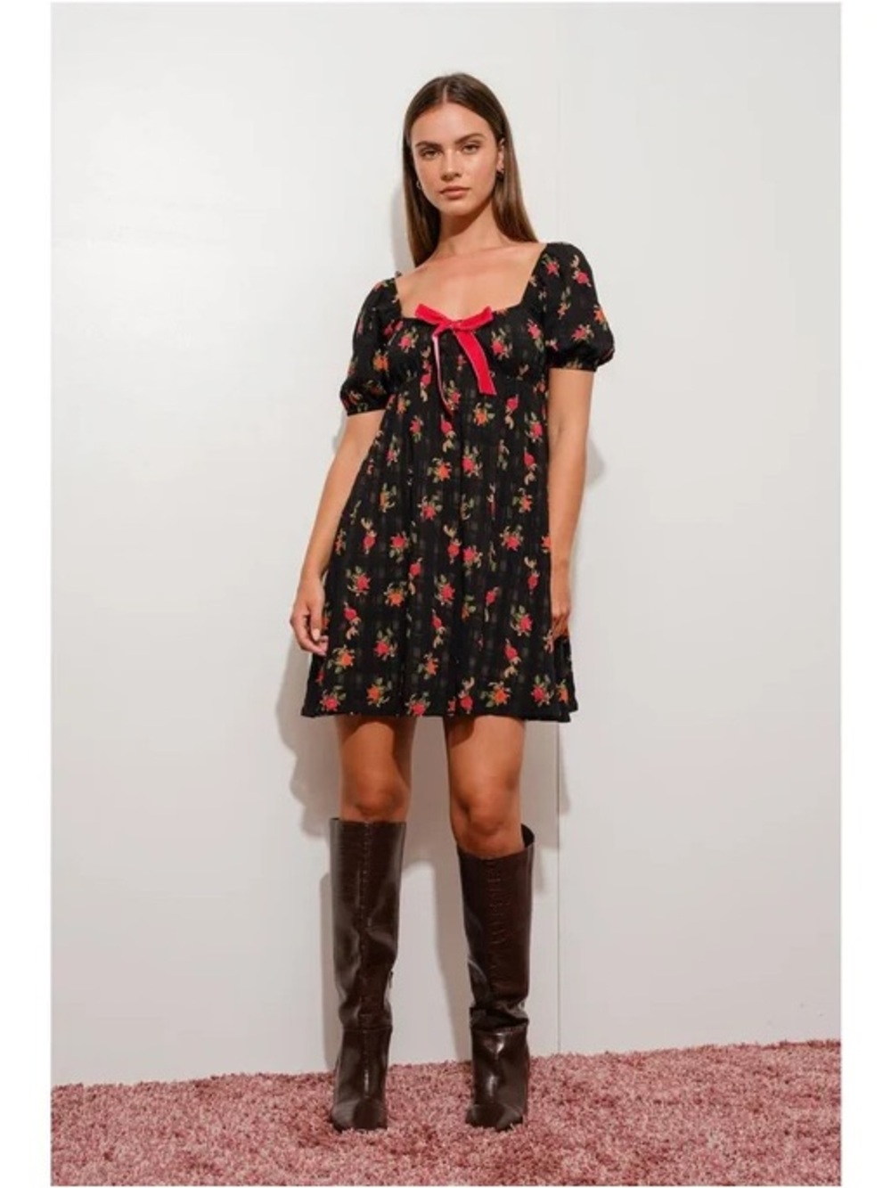 Pretty Garbage Floral Holidaze Babydoll Dress Size Small